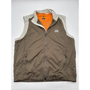 Nike Golf Zip Up Vest Clima-Fit Desert Mountain Logo Khaki Tan Colorblock Read L